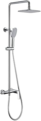Chrome Wall Mounted Shower Faucet Set with Hidden Spout and Rain Shower Head