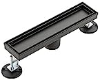12 Inch Matte Black Linear Shower Drain with Removable Panel