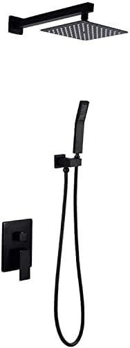 Black Rainfall Shower System with Handheld Head