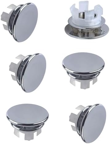6 Pack Solid Brass Sink Overflow Trim Ring with Chrome Plating