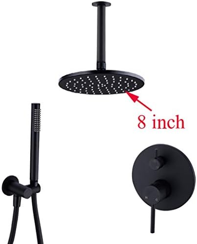Luxury Brass Black Ceiling Mounted Shower System with Rainfall and Handheld Heads