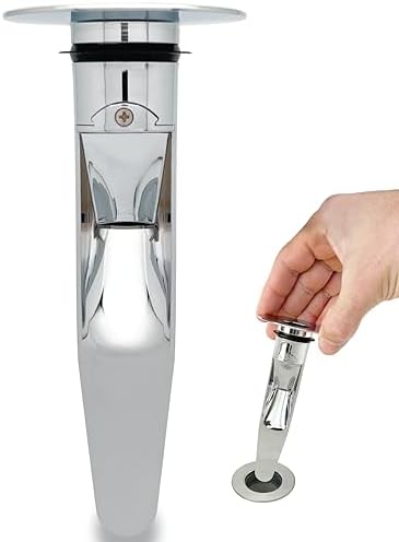 DrainFunnel Chrome Sink Strainer for Hair Clog Prevention 11-18 Inch