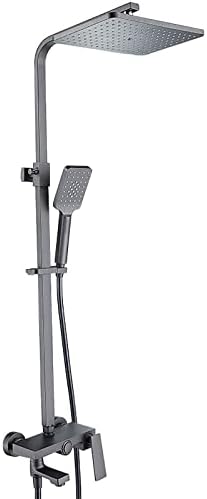 Gray Brass Rain Shower Combo Set with 3 Mode Handheld