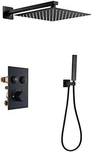 Black Rain Thermostatic Shower Faucet Set with Handheld