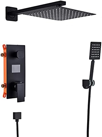 Wall Mounted Matte Black Shower Combo Set with Digital Display
