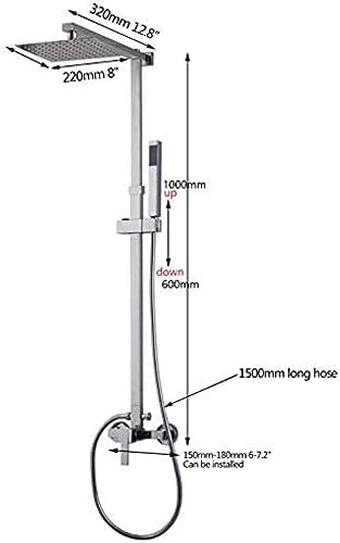 Chrome Wall Mount 8 Rain Shower Set with Adjustable Handheld