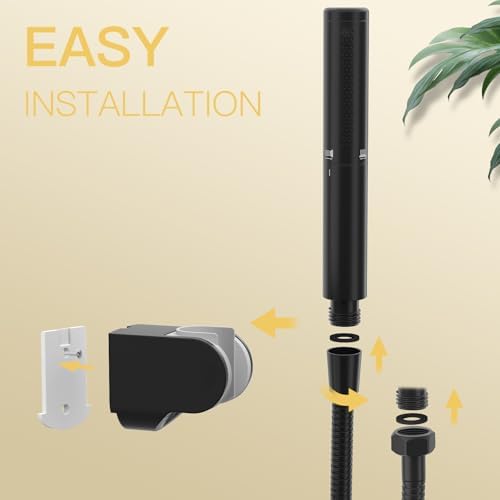 BESy Black Brass Handheld Shower Head 2 In 1 Set