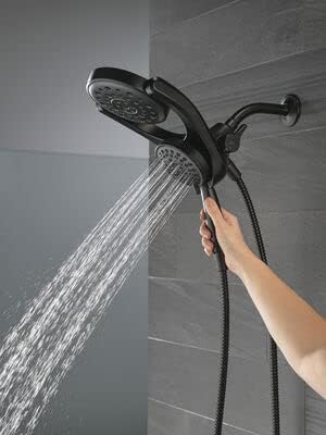 Delta 75699BL HydroRain Dual Shower Heads with MagnaTite and Matte Black