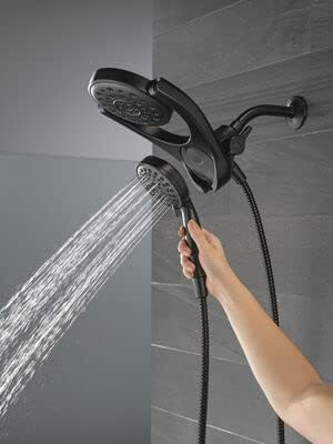 Delta 75699BL HydroRain Dual Shower Heads with MagnaTite and Matte Black
