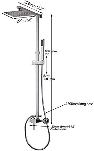 Chrome Finish Wall Mount 8 Inch Rain Shower Set with Adjustable Height