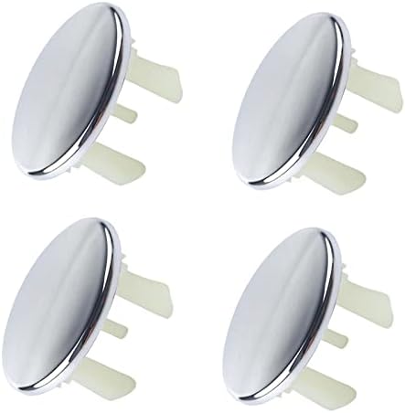 4 Pack Sink Overflow Covers Silver Tone 22-24mm ABS Plastic