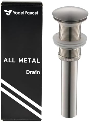 Yodel Vessel Sink Drain Stopper - Brushed Nickel No Overflow 1 34 Fit