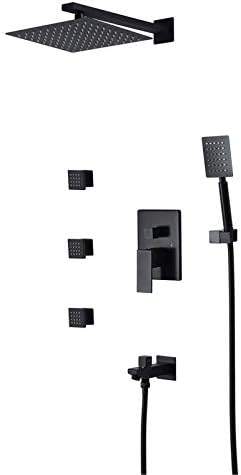 Black Rain Shower System with Body Jets and Handheld