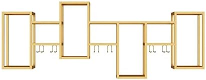 Gold Floating Wall-Mounted Wine Rack with Storage