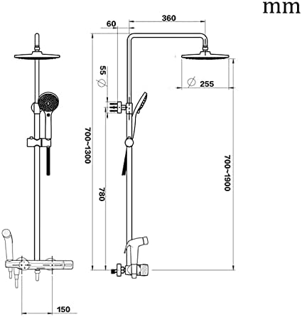 Rain Shower System with 10 Inch Head 3 Modes Thermostatic Faucet Set