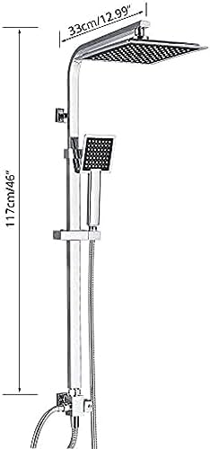 Chrome Bath Shower Faucet with Handheld and Rainfall 2-way Switch