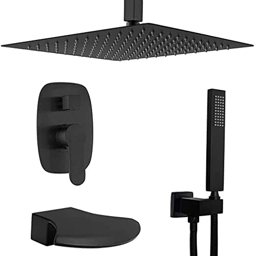 Matte Black Ceiling Mounted Shower System 10-12 Inch Set