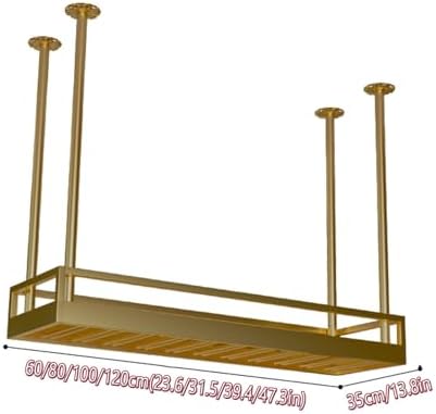 ERICAT Ceiling Wine Rack with Adjustable Poles and Glass Holder