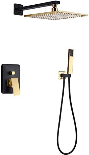 Black Gold Rain Shower System with Handheld