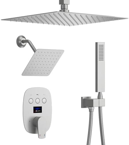 KATAIS Brushed Nickel Shower Trim System with Digital Display