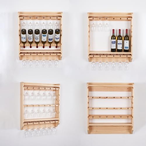 18 Bottle Wall Wine Rack with Glass Holder 1