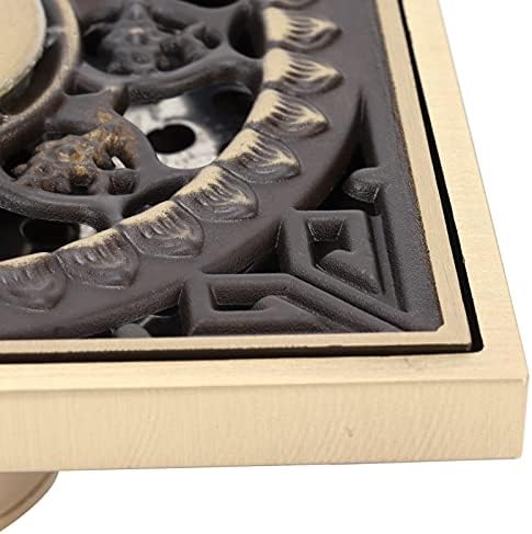 OUKENS 39x39in Square Art Carved Copper Brass Floor Drain Kit