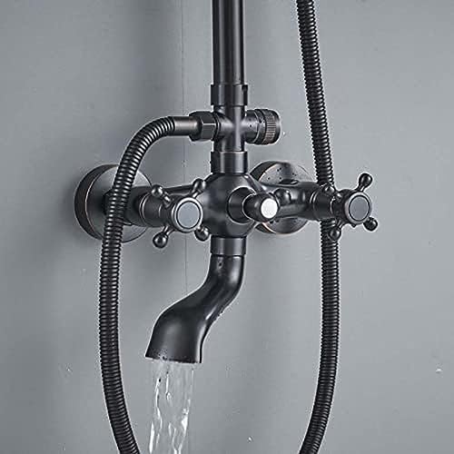 TECKI Dual Handle Bath Shower Set with Handshower and 8 Rainfall Showerhead