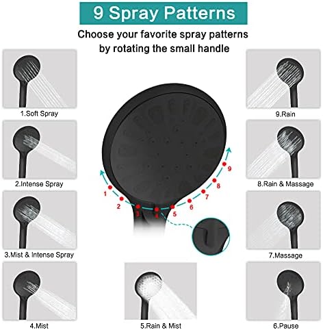 Tudoccy Handheld Shower Head Combo with 11 Arm and 9 Spray Settings