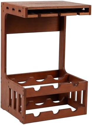 Mind Reader Wall-Mounted Wine Rack 6-Bottle Capacity Wood Brown