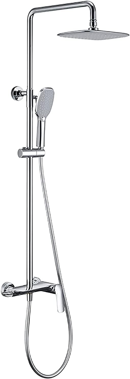 Chrome Wall Mounted Shower Faucet Set with Hidden Spout and Rain Shower Head