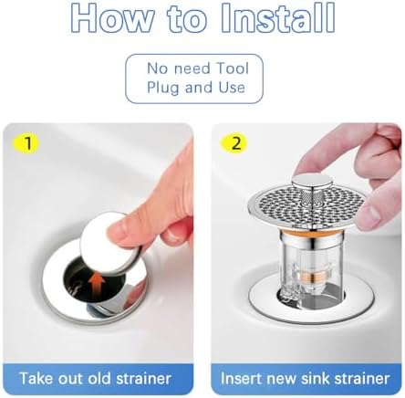 Eptaufty Bathroom Sink Drain Strainer with Spring Core