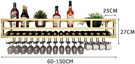 2-Layer Wall-Mounted Wine Rack - Wrought Iron Wine Bottles and Glasses Holder