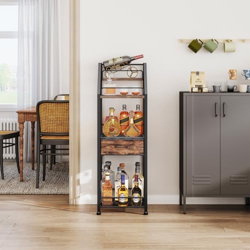 HapiRm 4-Tier Freestanding Wine Rack with Fabric Drawer 1