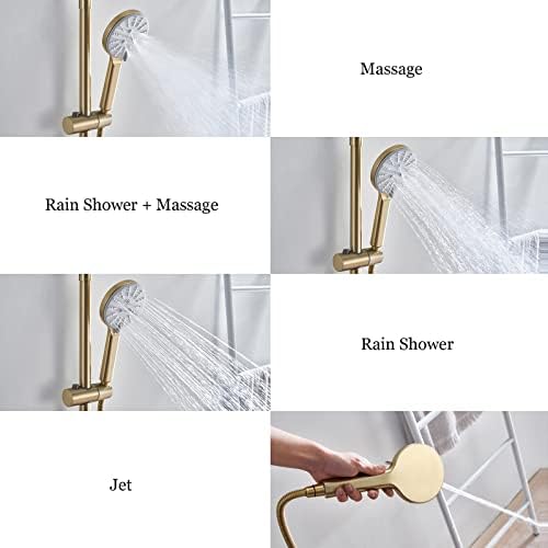 uhyOHF Rain Shower System Set with Adjustable Handle and Handheld Shower