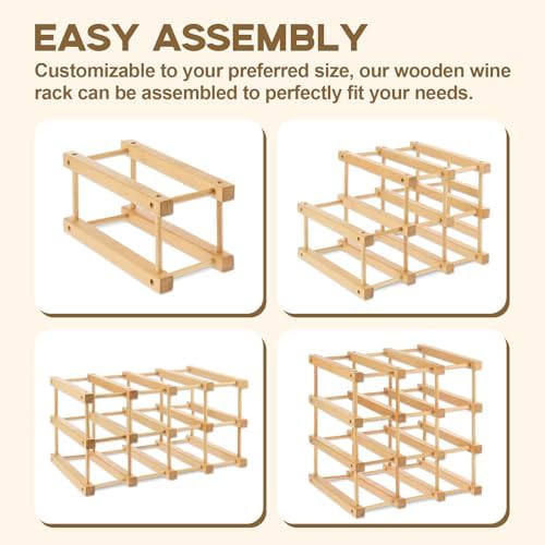 Wensdr 12-Bottle Stackable Wooden Wine Rack