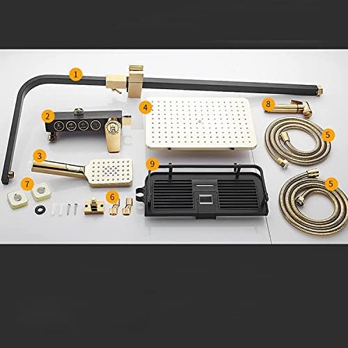 Thermostatic Shower System Black Gold with Handheld and Bidet Sprayer