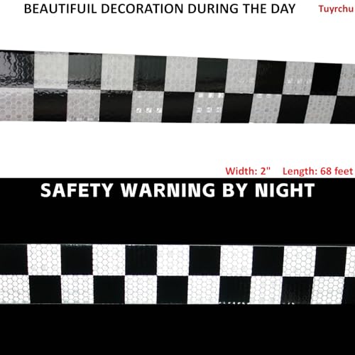 Black and White Reflective Tape Outdoor Waterproof 2 Inch x 68 Feet