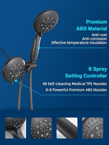 Cobbe 48-Setting 3-Way Shower Head Combo - Black