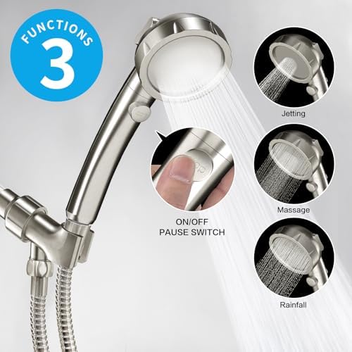 KAIYING High Pressure Handheld Shower Head with ONOFF Switch and 3 Spray Modes