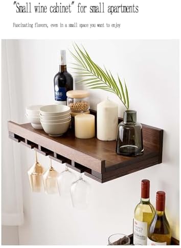 ZUGIATP Floating Wine Rack Wall Mounted Wood Storage Stand