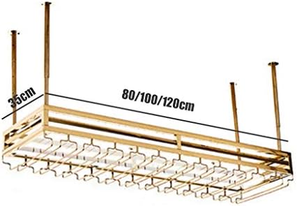 Wall-Mounted Wine Rack with Adjustable Hooks and Red Gold Finish