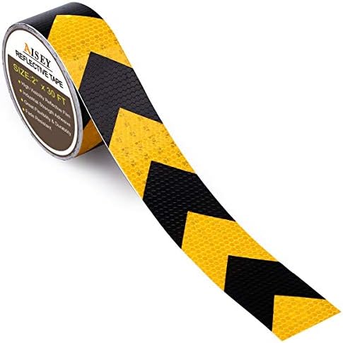 AISEY 2 x 30ft Reflective Safety Tape Yellow Black Waterproof 1