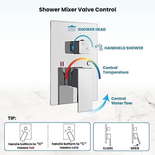 gotonovo Chrome Polished Ceiling Mount Shower Faucet Set