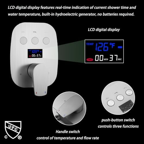 KATAIS Brushed Nickel Shower Trim System with Digital Display