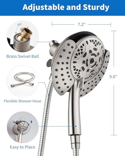 INAVAMZ 25GPM Rain Handheld Shower Head Combo