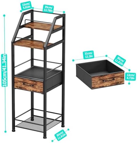 HapiRm 4-Tier Freestanding Wine Rack with Fabric Drawer 1