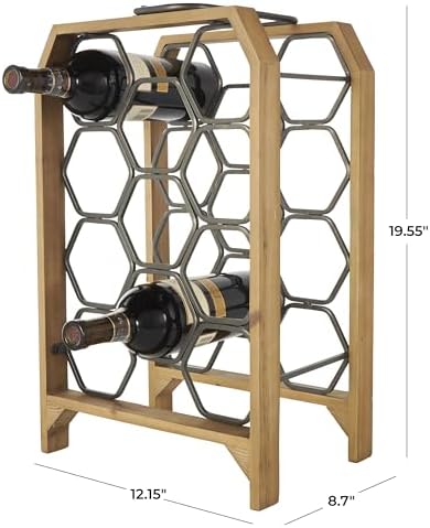 Deco 79 Industrial Wood Wine Rack with 11 Slots