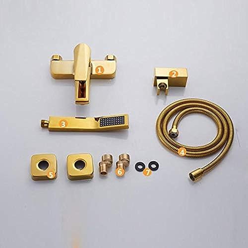 TECKI Gold Shower Set Two Headed Rain Shower Heads