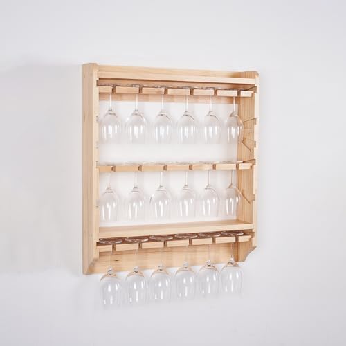 18 Bottle Wall Wine Rack with Glass Holder 1