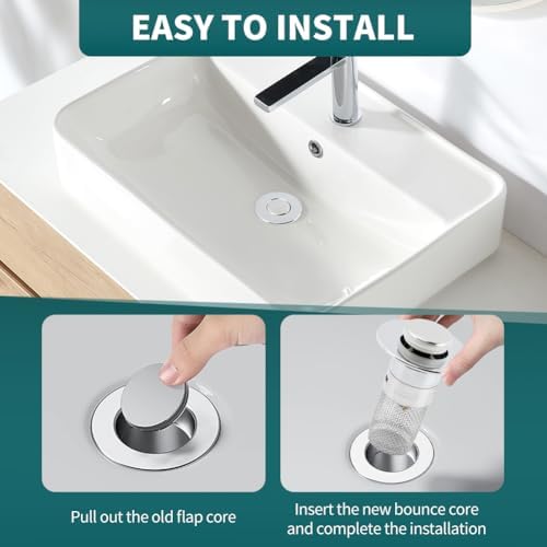 EMVANV 2pcs Pop-up Sink Stopper with Hair Catcher